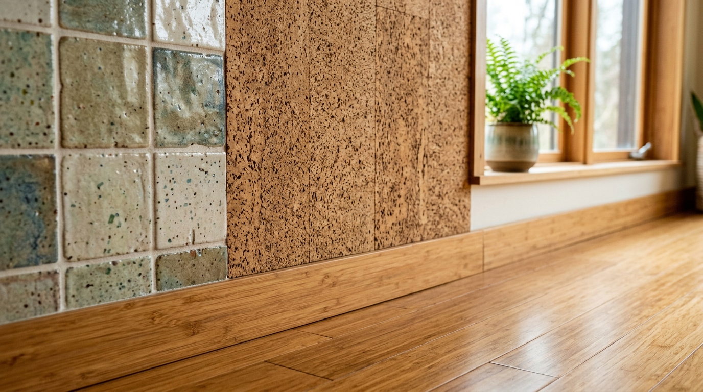 Uso criativo de materiais ecológicos como cortiça, bambu e cerâmicas recicladas