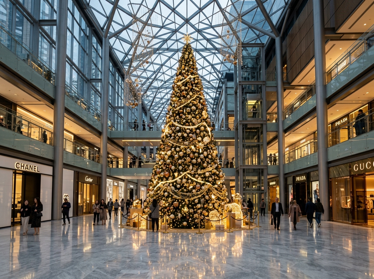 ÁRVORE DE NATAL RIO PLAZA - Decoração natalina em shopping center