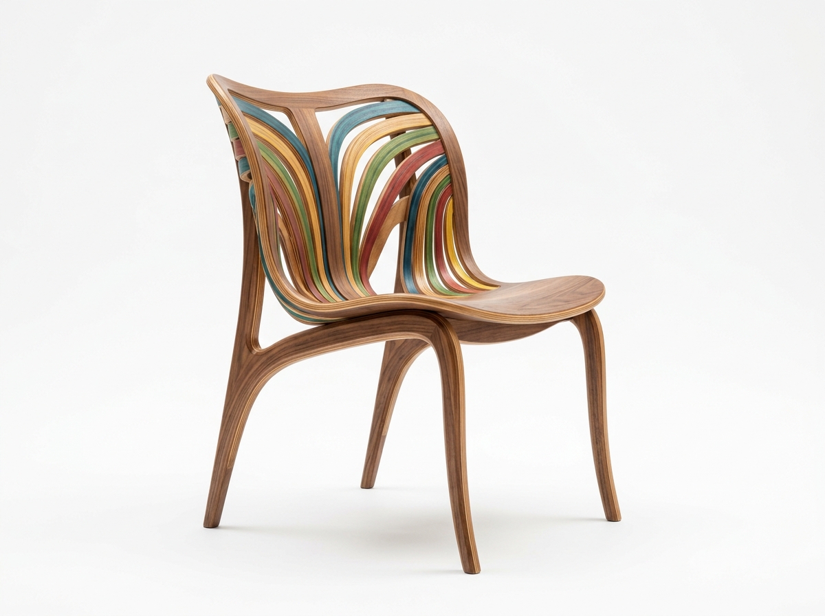 CADEIRA BANDEIRINHA - Design de cadeira em compensado curvado